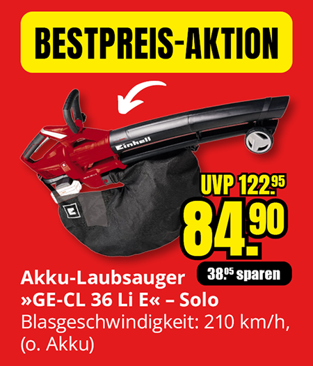 Einhell Akku-Laubsauger GE-CL 36 Li E – Aktionspreis 84,90 €