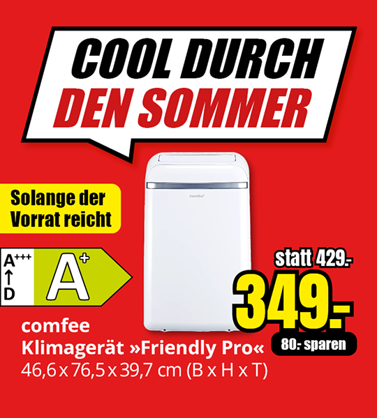 Cool durch den Sommer. comfee Klimagerät »Friendly Pro«  statt 429.- 349.- Solange der Vorrat reicht