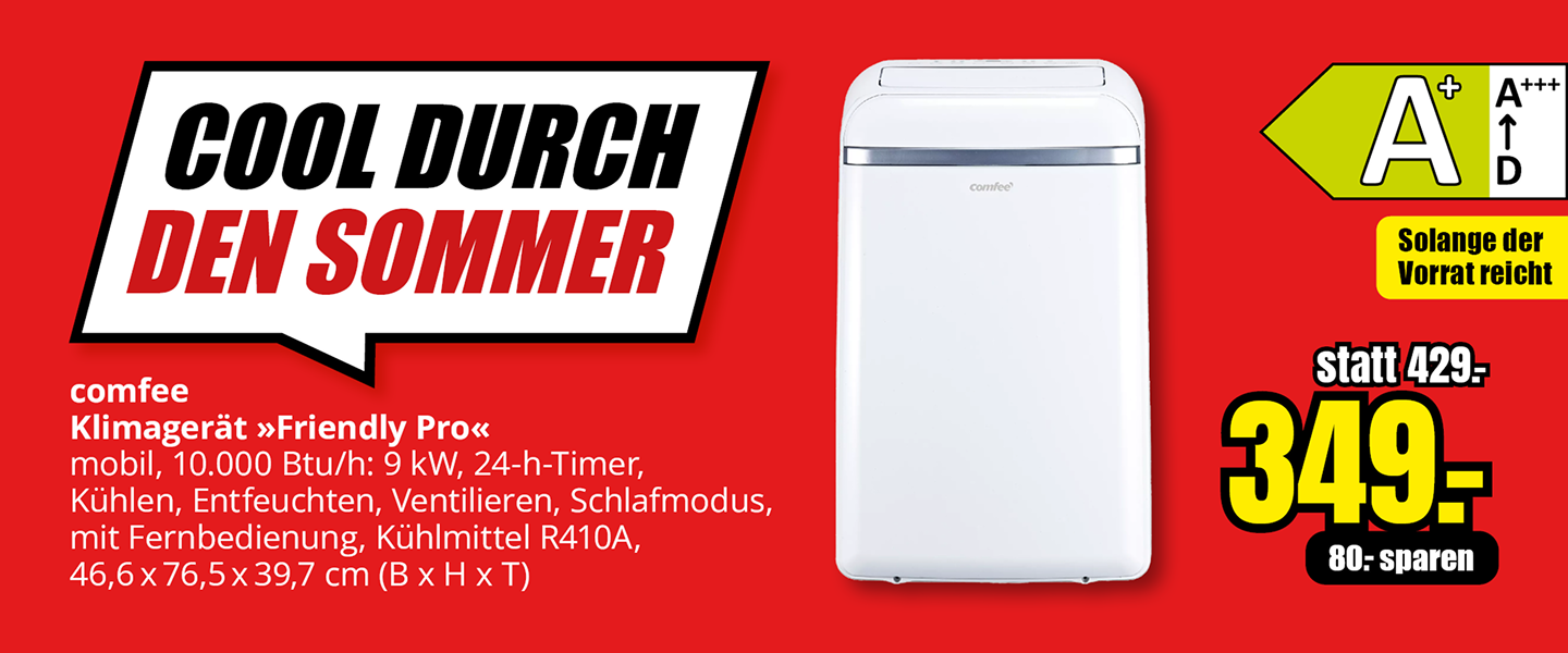 Cool durch den Sommer. comfee Klimagerät »Friendly Pro«  statt 429.- 349.- Solange der Vorrat reicht