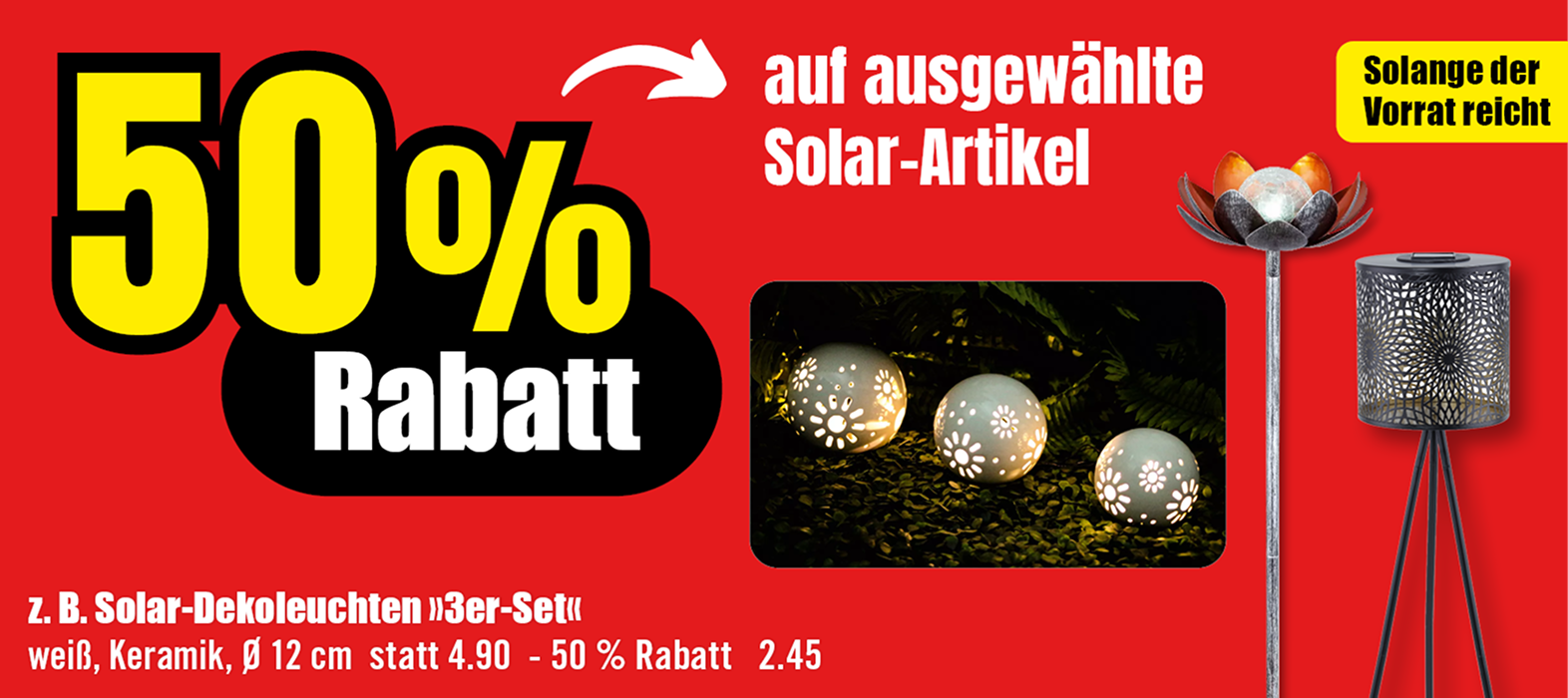 Deko-Leuchten mit Solar. 3 Stück im Set. Weiß, aus Keramik, 12 cm groß. Jetzt nur 2,45 Euro statt 4,90 Euro. 50 Prozent Rabatt.